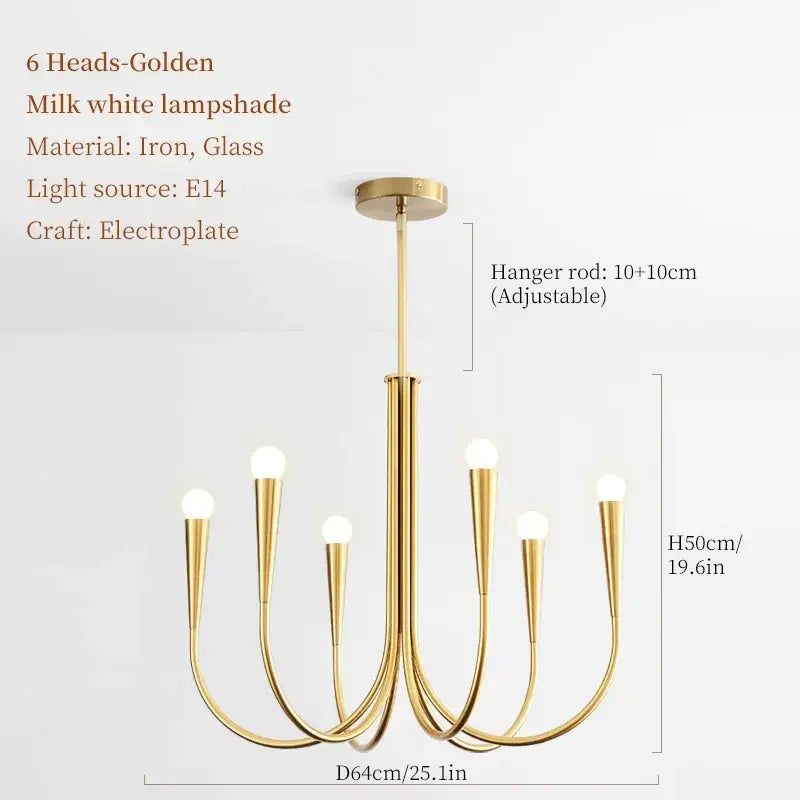 french candle led chandelier black & gold kitchen light