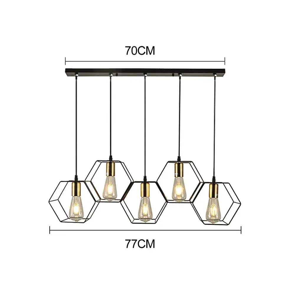 geometric led chandelier black and brass dining room light