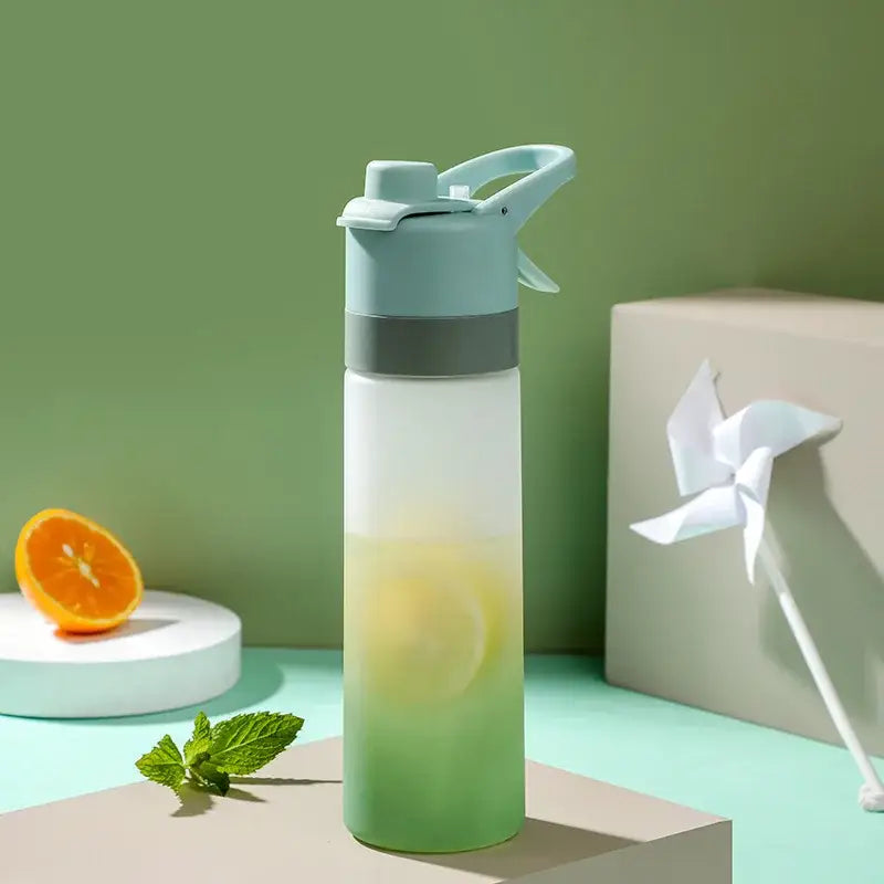 Light green & white tritan spray water bottle for outdoor sports