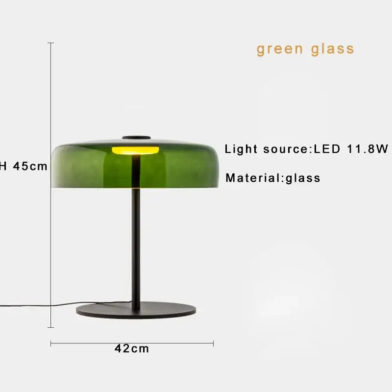 Sleek amber green led table lamp for bedroom decor
