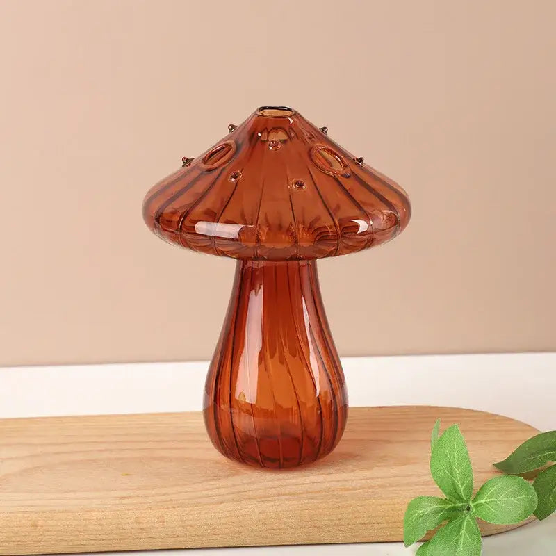 Mushroom ribbed glass aromatherapy vase living room decor