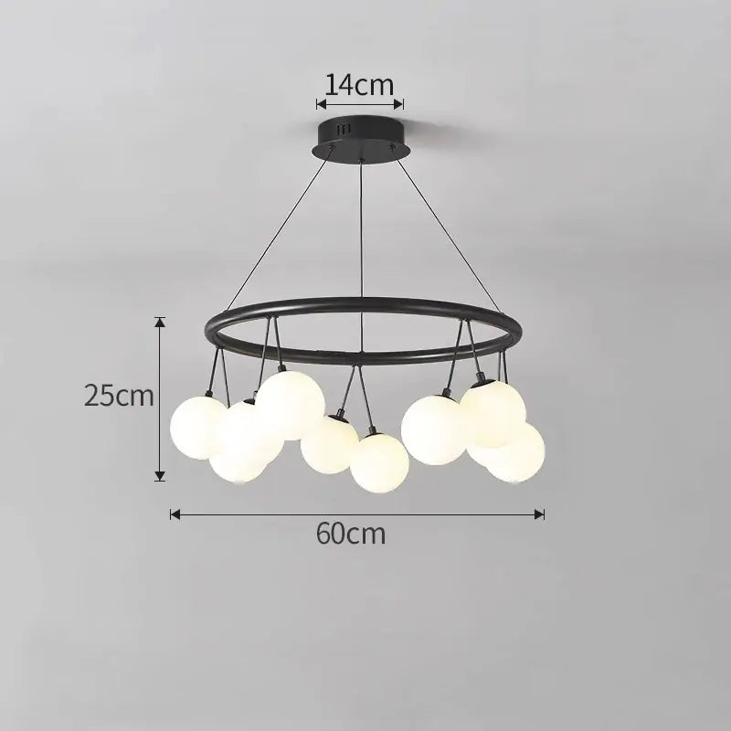 glass art black frosted globe chandelier living room