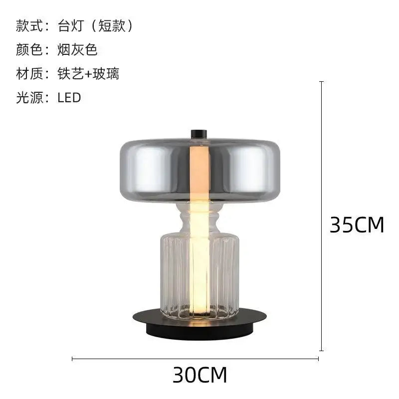 Nordic ribbed glass chrome art desk lamp for bedroom