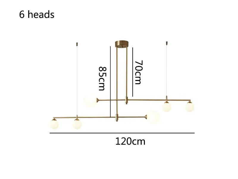 Modern brass glass ball chandelier for dining room