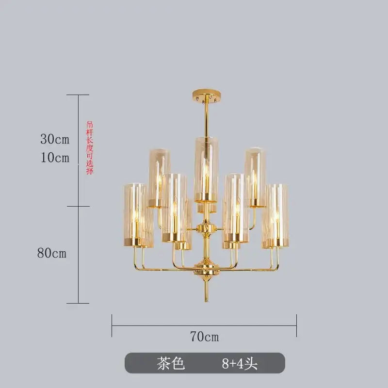 glass chandelier blue and gold luxury dining room light