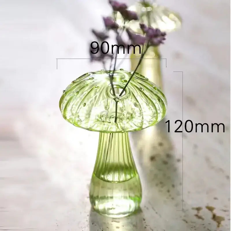 Colorful glass mushroom hydroponic planter set for garden and home
