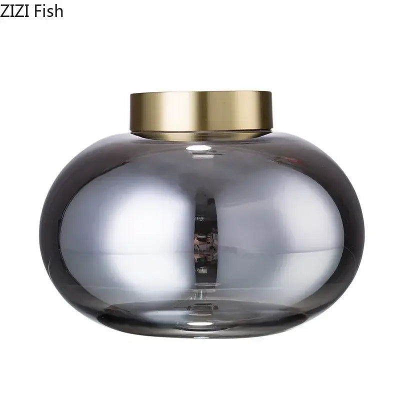 Modern metallic glass vase set with gold lids bedroom decor