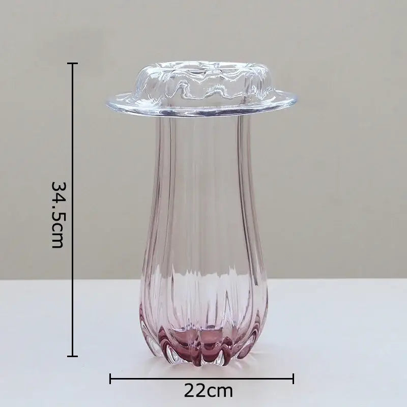 Fluted clear glass vase hydroponics table decor for dining room