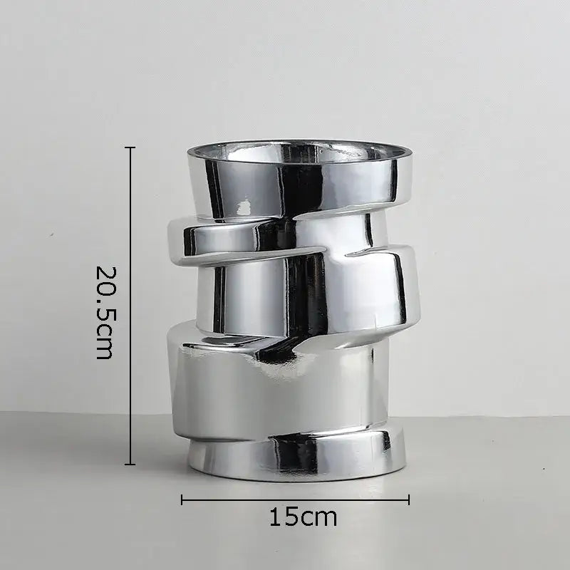 Modern chrome twist shape glass vase living room hydroponic decor