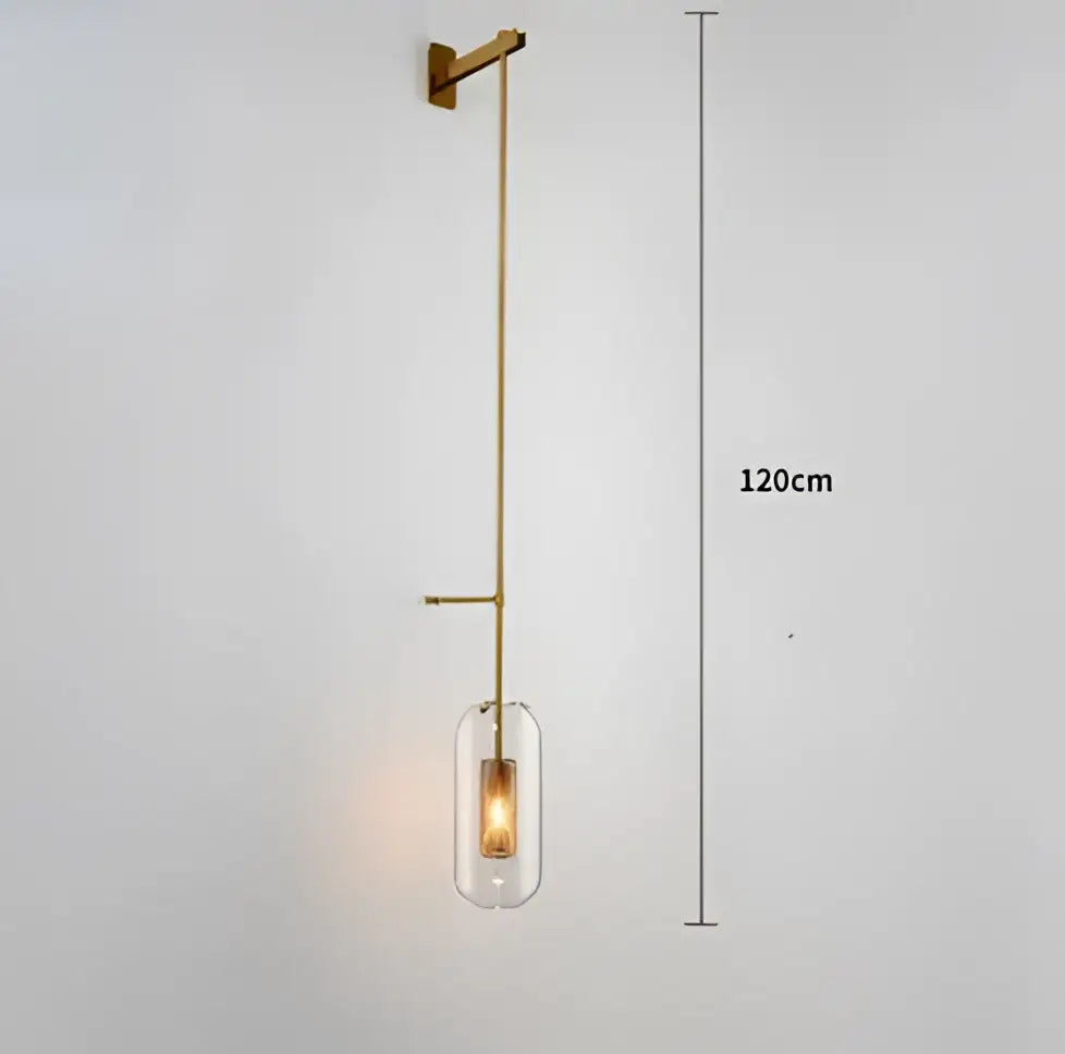 Modern brass & black glass wall art light for living room