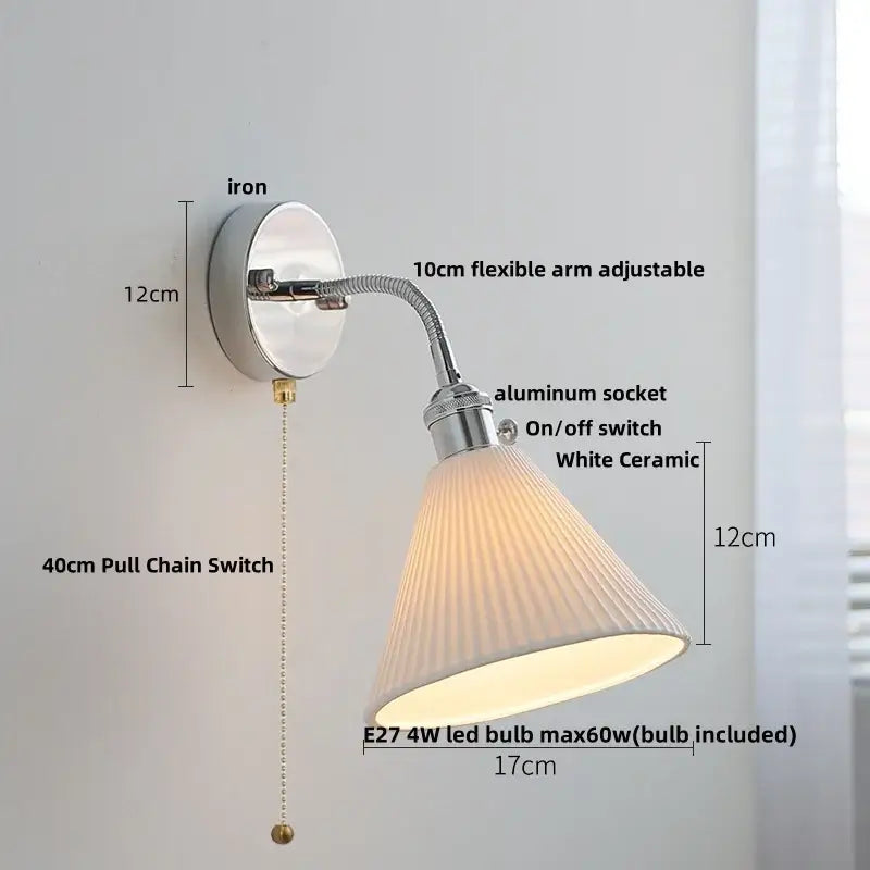 Modern chrome and glass wall light fixture bedroom adjustable sconce