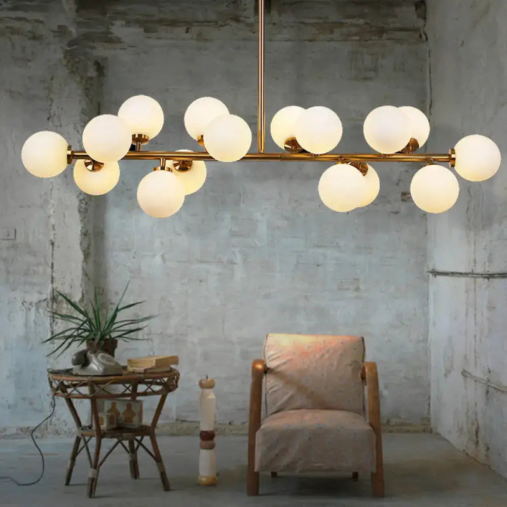 Modern gold frosted glass shade chandelier – dining room pendant light