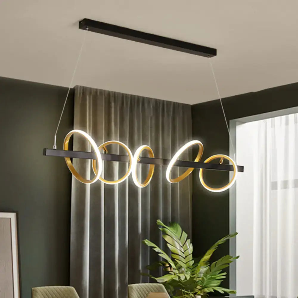 Modern black & gold simple circles ceiling pendant dining room light