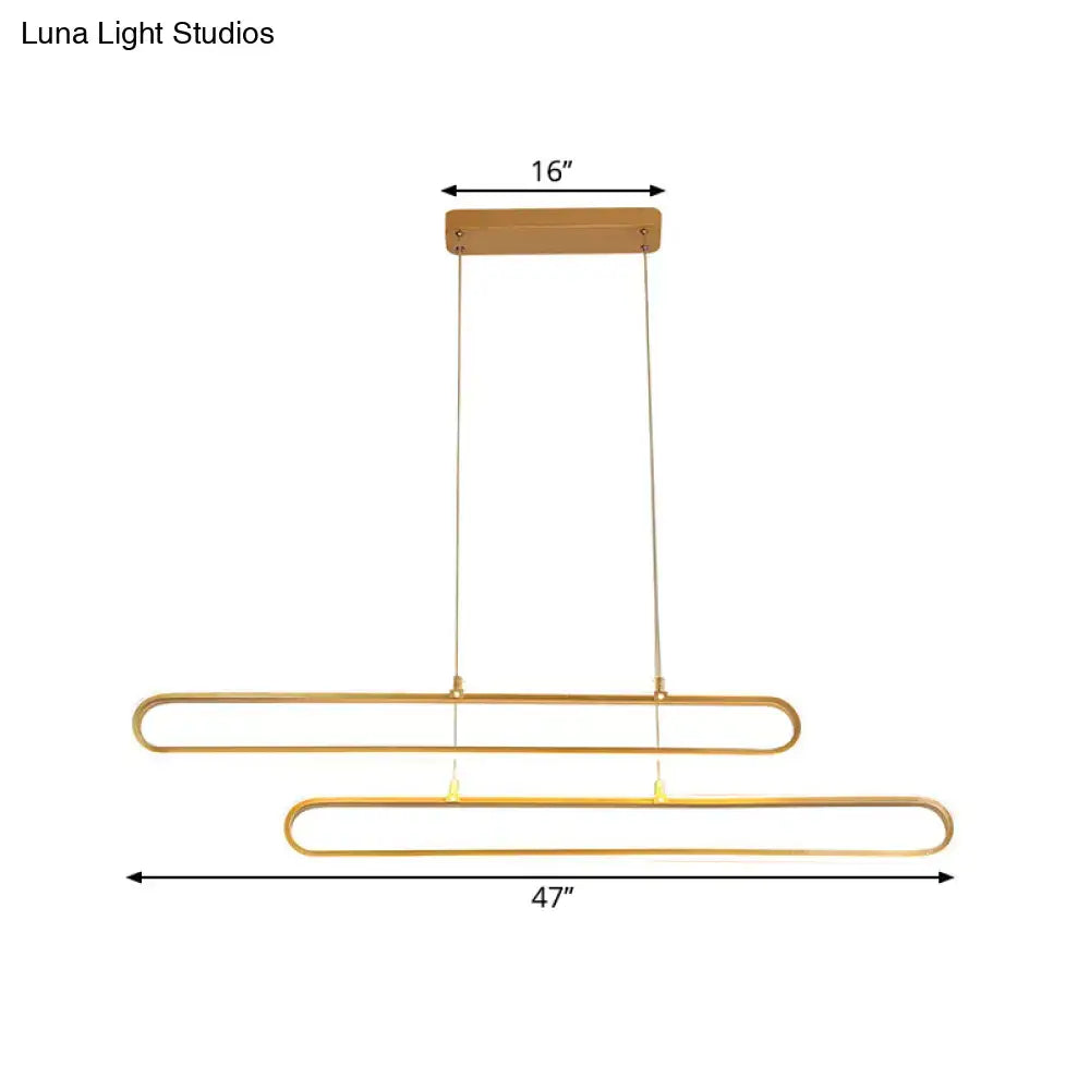 Modern golden elliptical island pendant light kitchen fixture width