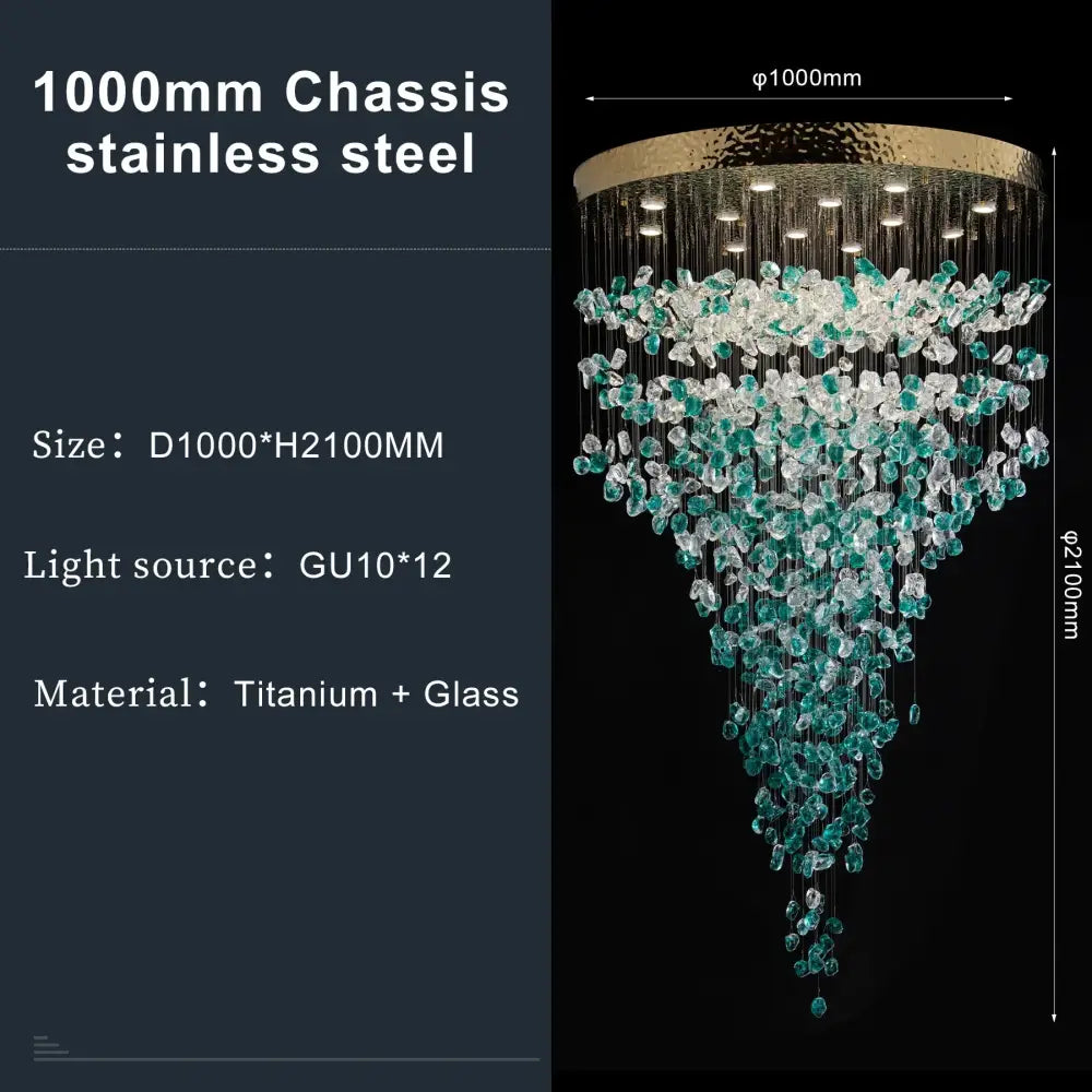 Modern turquoise green crystal stone chandelier dining room light