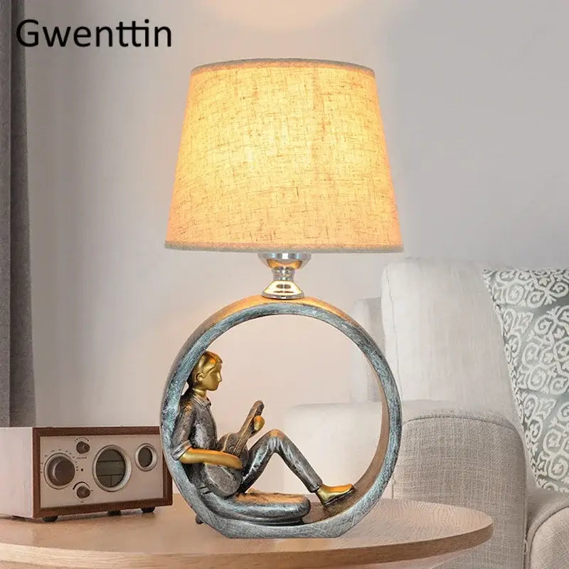 guitar girl table lamp for bedroom reading light