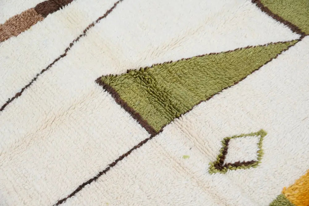 Handmade moroccan azilal rug cream and olive living room decor