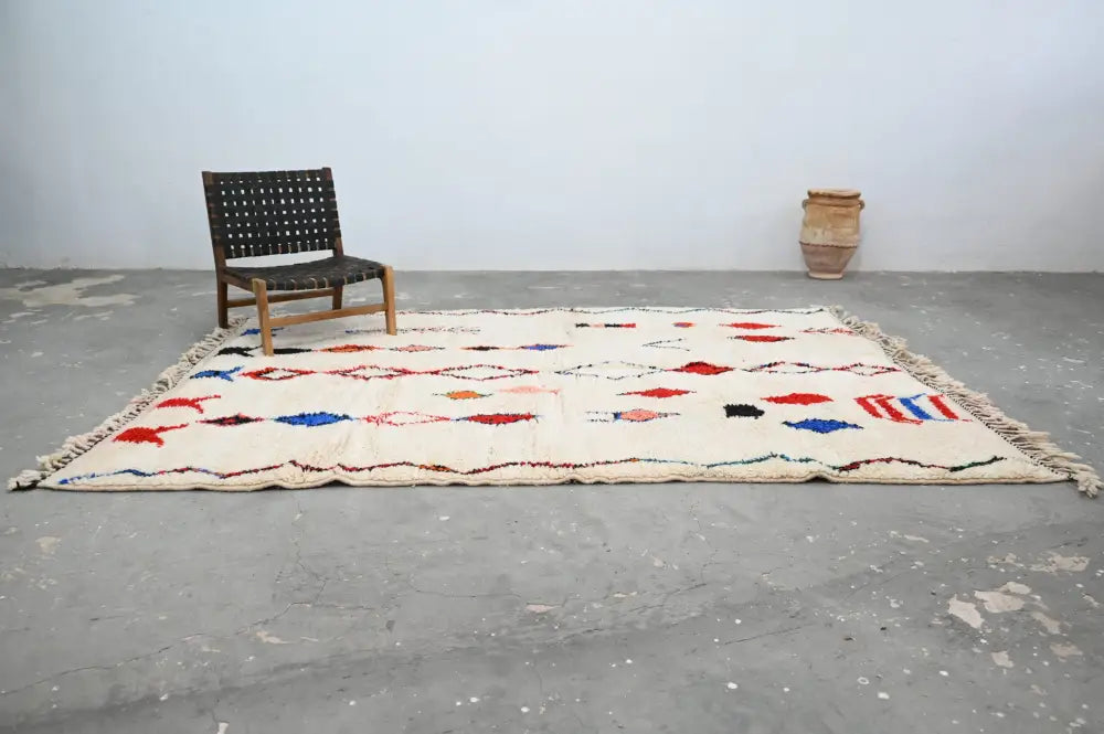 Beige geometric handmade moroccan azilal rug living room decor