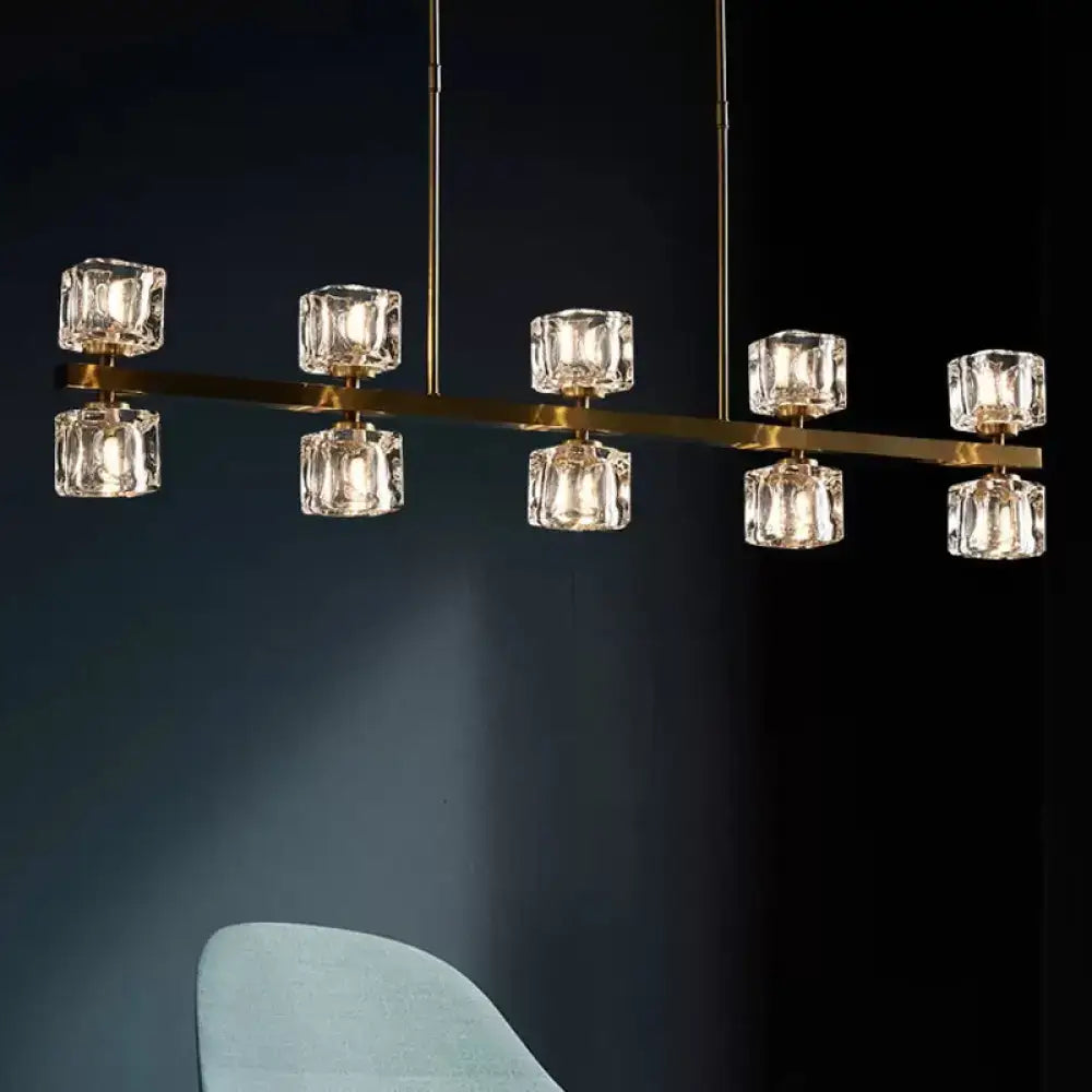 Modern brass and crystal pendant light dining room island lamp