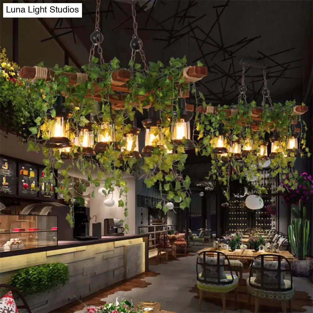 Industrial black metal lantern island light kitchen plant chandelier