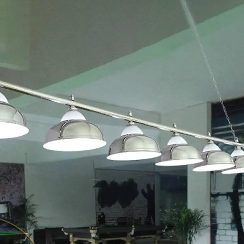 Industrial brass metal mirrored bowl pendant light – billiard room