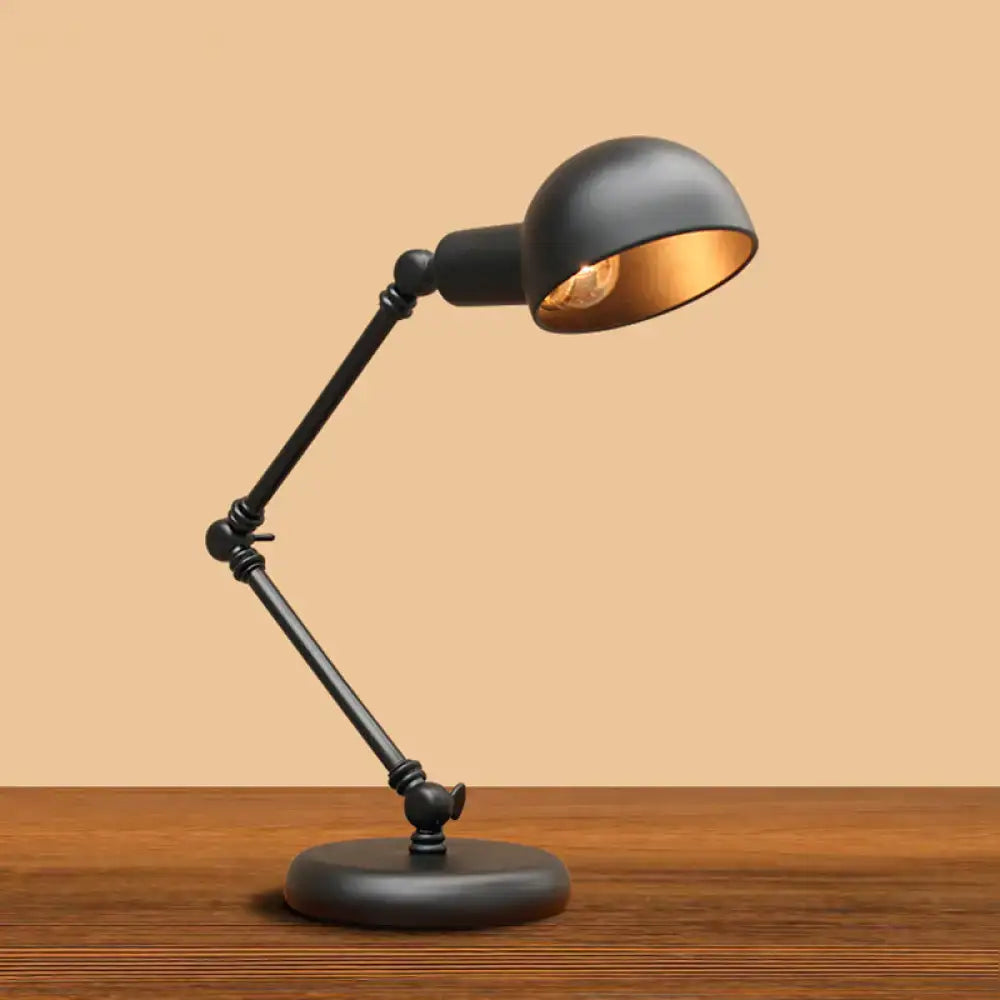 Industrial black and gold 3-joint swing arm lamp bedroom task light