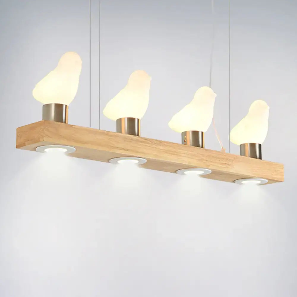 Modern ivory glass bird island pendant lighting kitchen wood fixture