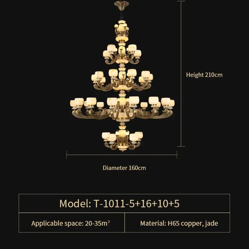 jade chandelier bronze living room multi tier glass lamp