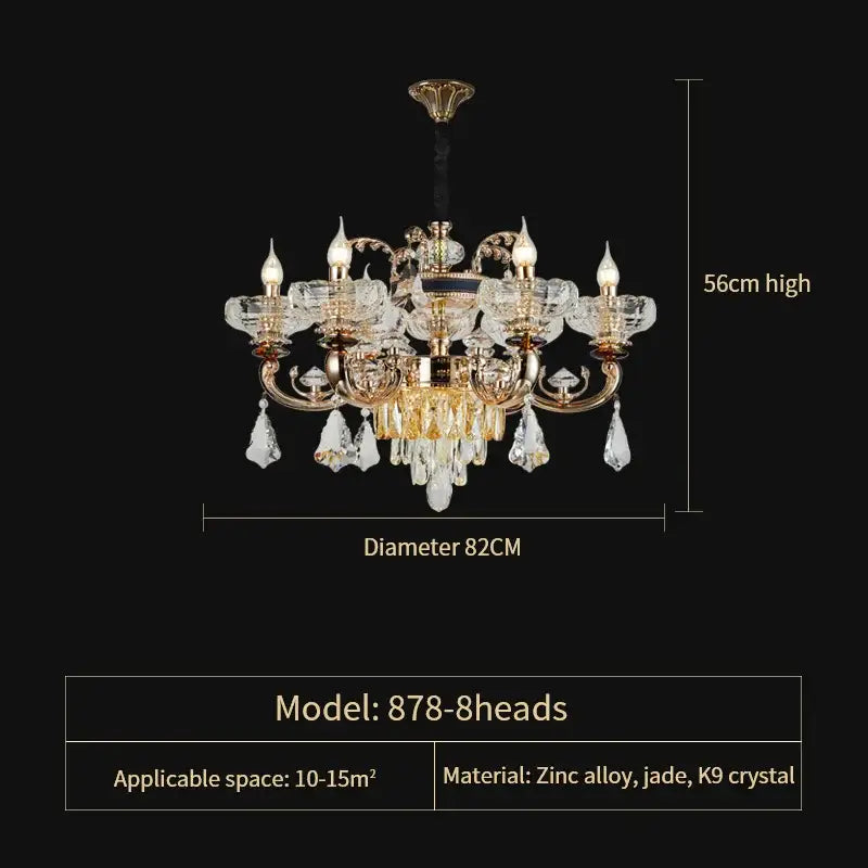 jade crystal chandelier gold living room lamp