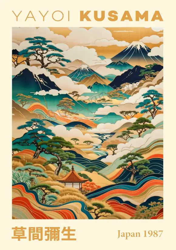 Geometric pink and orange mountain landscape canvas – living room art