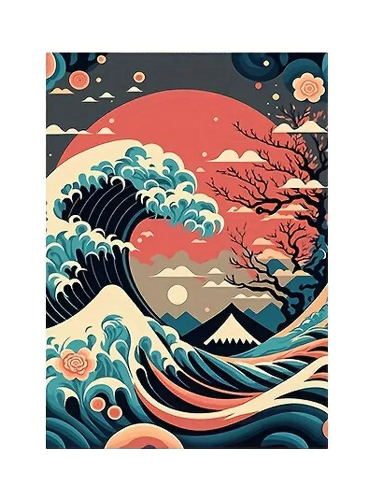 Japanese nature landscape canvas wall art – living room framed set