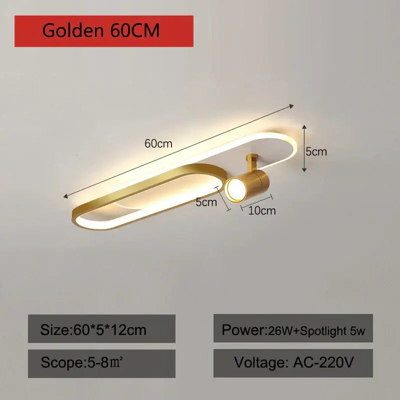 Modern gold led ceiling lights with spotlights for living room