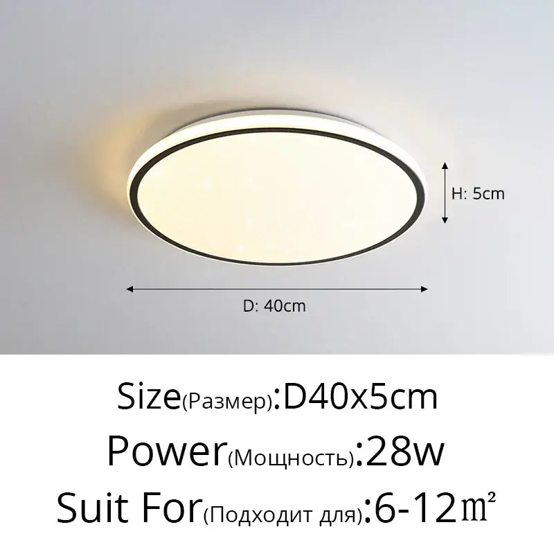 Modern metallic rim led ceiling lights living room diffused lighting