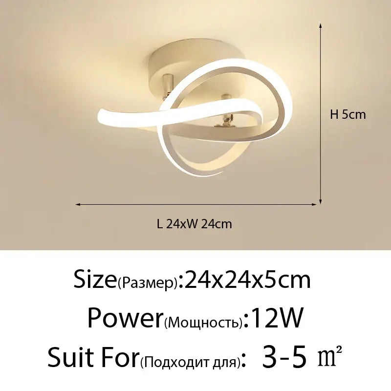 Modern gold intertwined loop led ceiling lights for living room