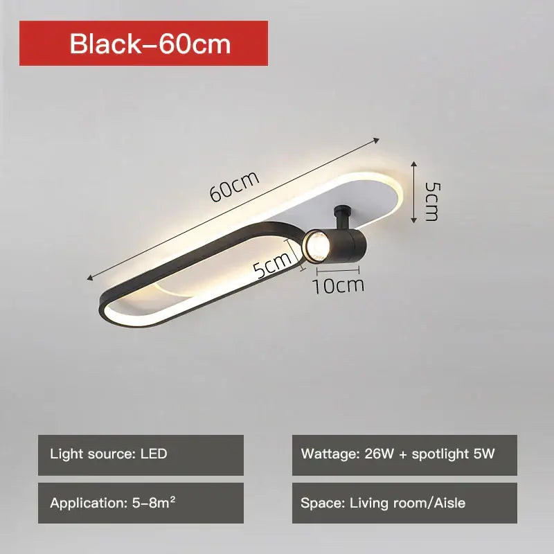 Modern gold curved led ceiling spotlights for living room