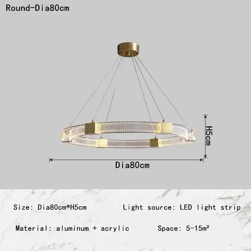 Modern gold circular led chandelier for living room dining room