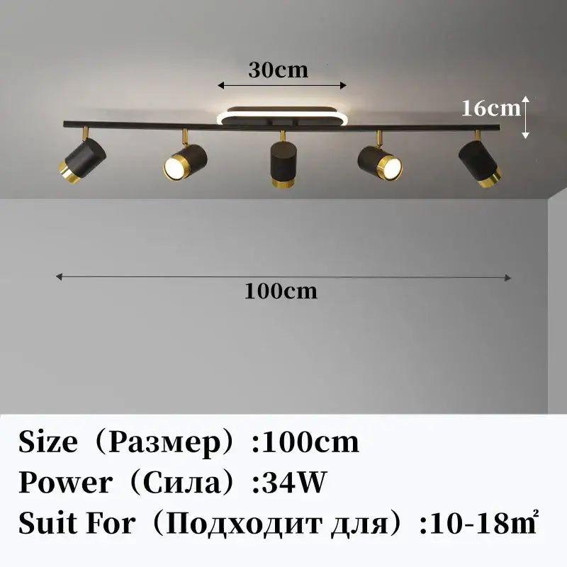 led chandelier black & gold spotlight for living room