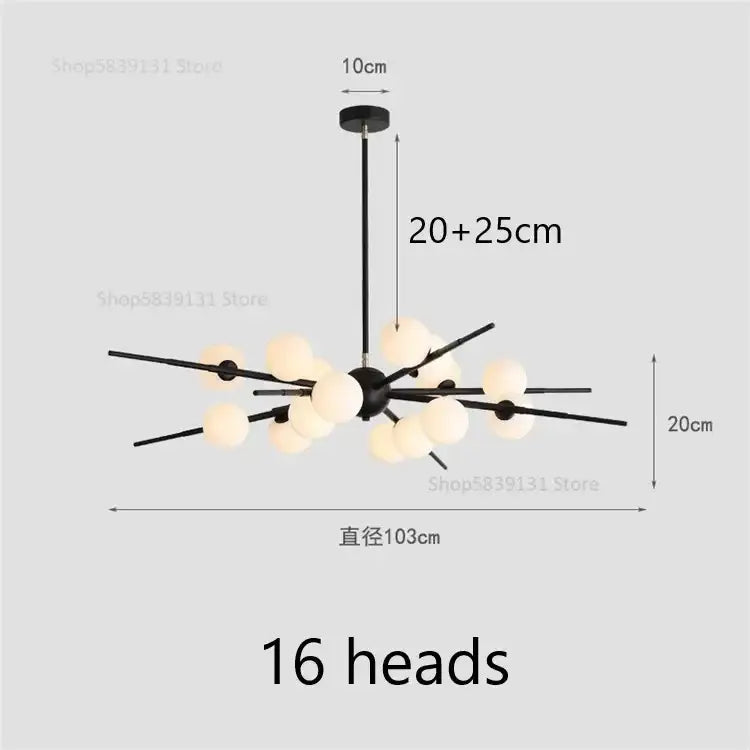 Modern gold led glass ball pendant light for dining room