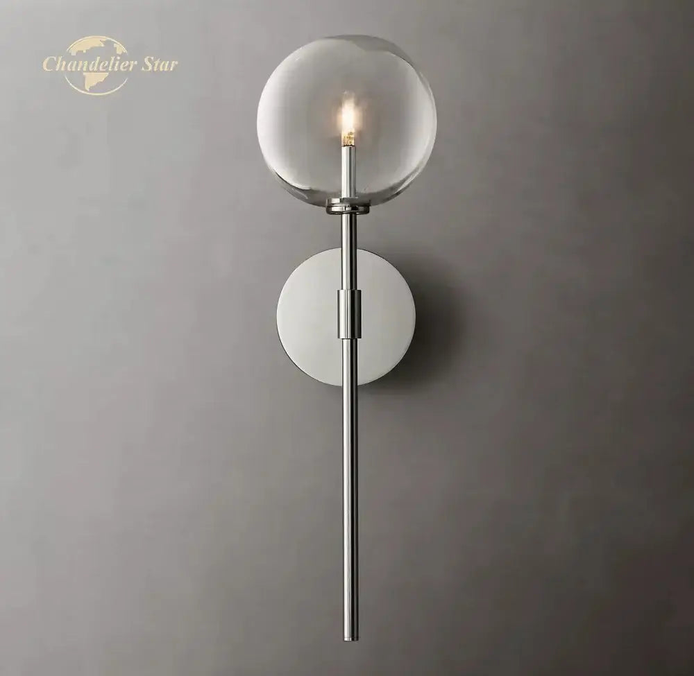 Modern black glass globe wall sconce bedroom light fixture