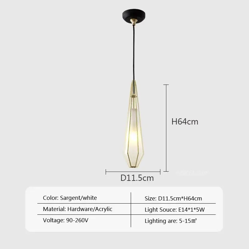 Modern gold geometric pendant light dining room led glass