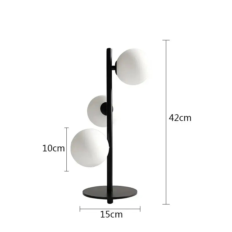 Modern gold 3 globe table lamp with milk white glass for bedroom