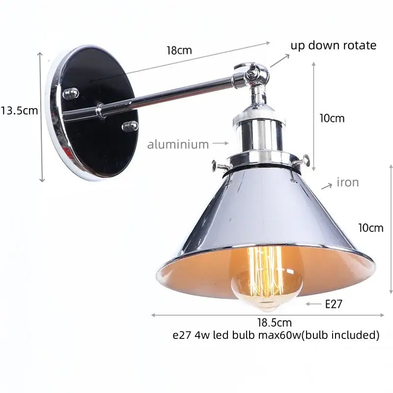 Industrial chrome wall lamp led indoor wall light for bathroom