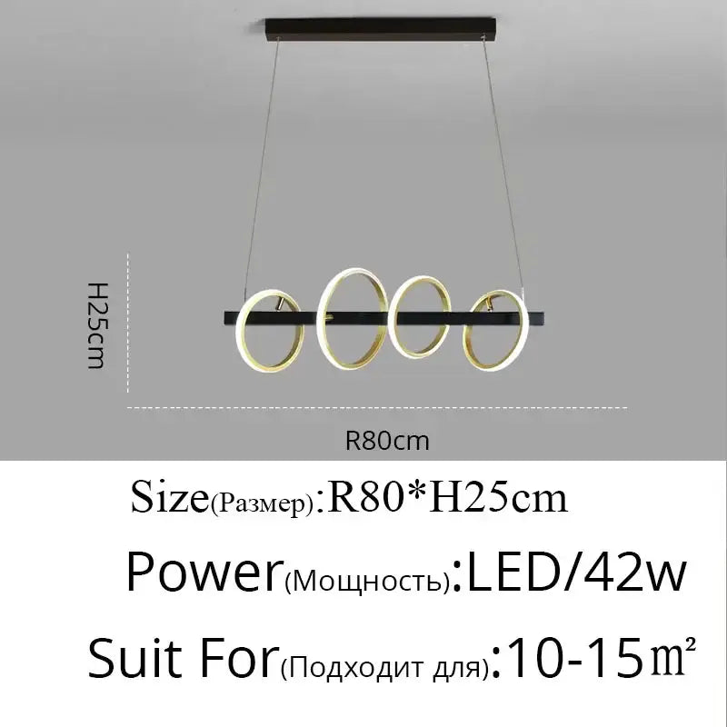 Modern gold & black led industrial chandelier dining room light