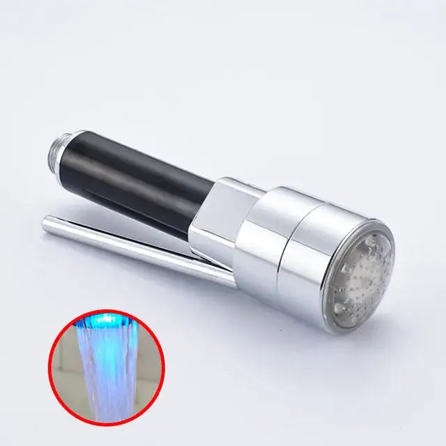 Modern gold led kitchen faucet spray head with teal nozzles