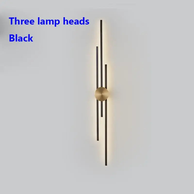 Modern gold and black long wall lamp for living room