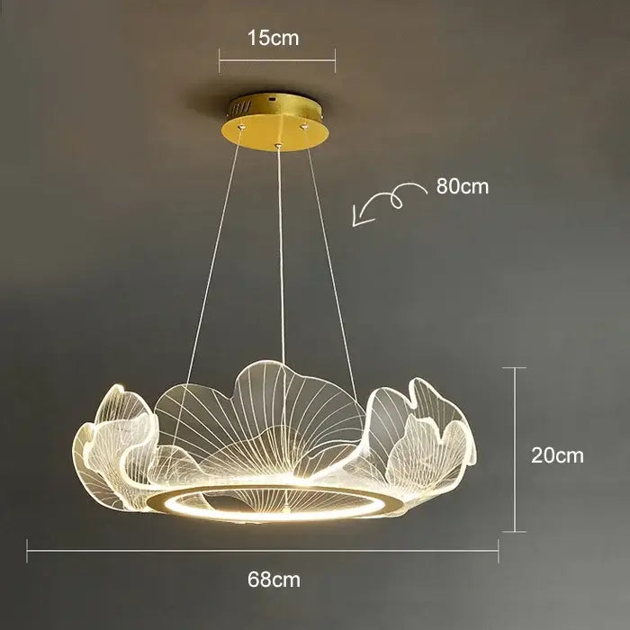 Modern golden led lotus leaf chandelier dining room pendant light
