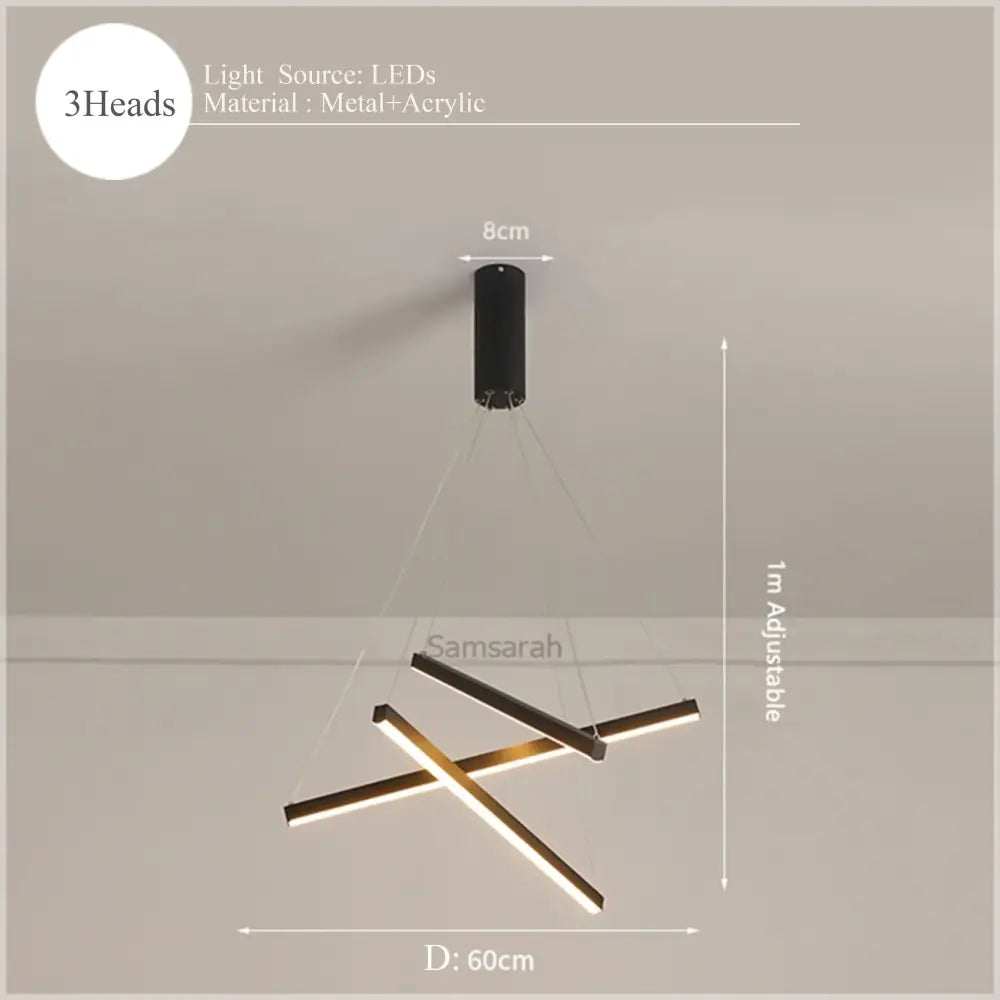 Modern geometric metallic led nordic chandelier dining room light