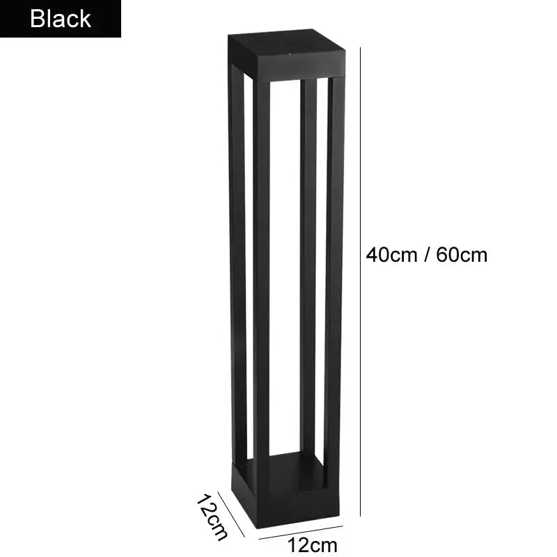 Lantern style black metal outdoor lawn light garden pathway lamp