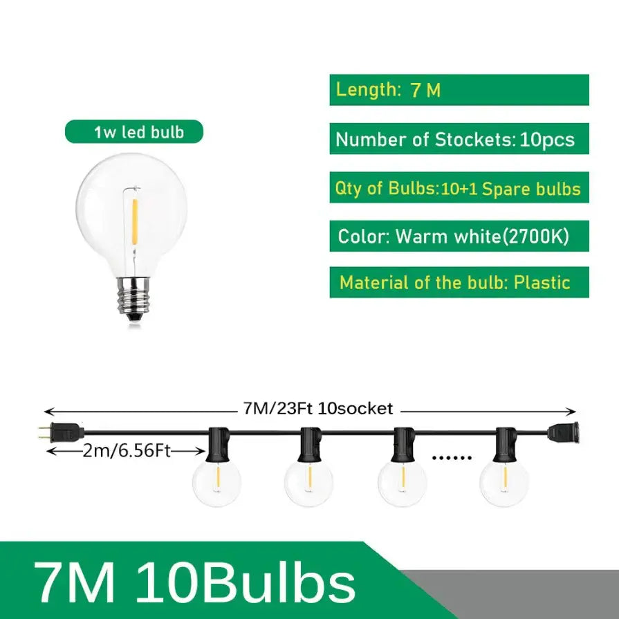 Modern 26m clear globe outdoor string lights garden party decor