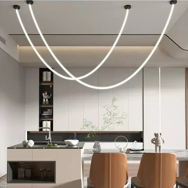 Modern minimalist white and brass led pendant lamp for dining room